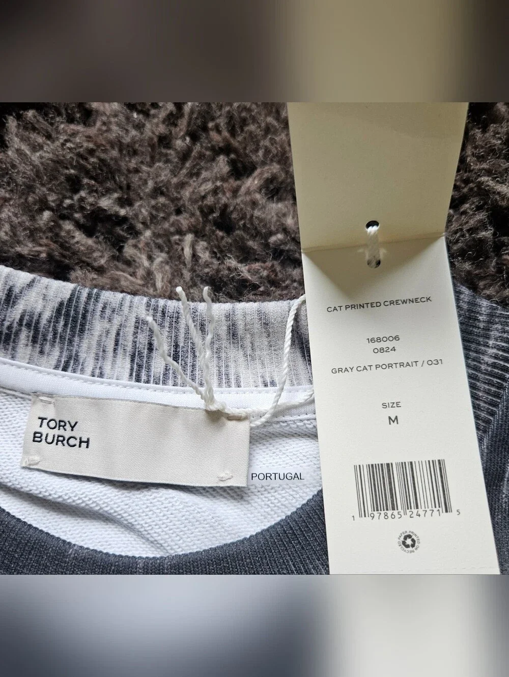 Tory Burch nwt rare limited-edition long sleeve kitty Cat Monochromatic grayscal - Picture 4 of 6